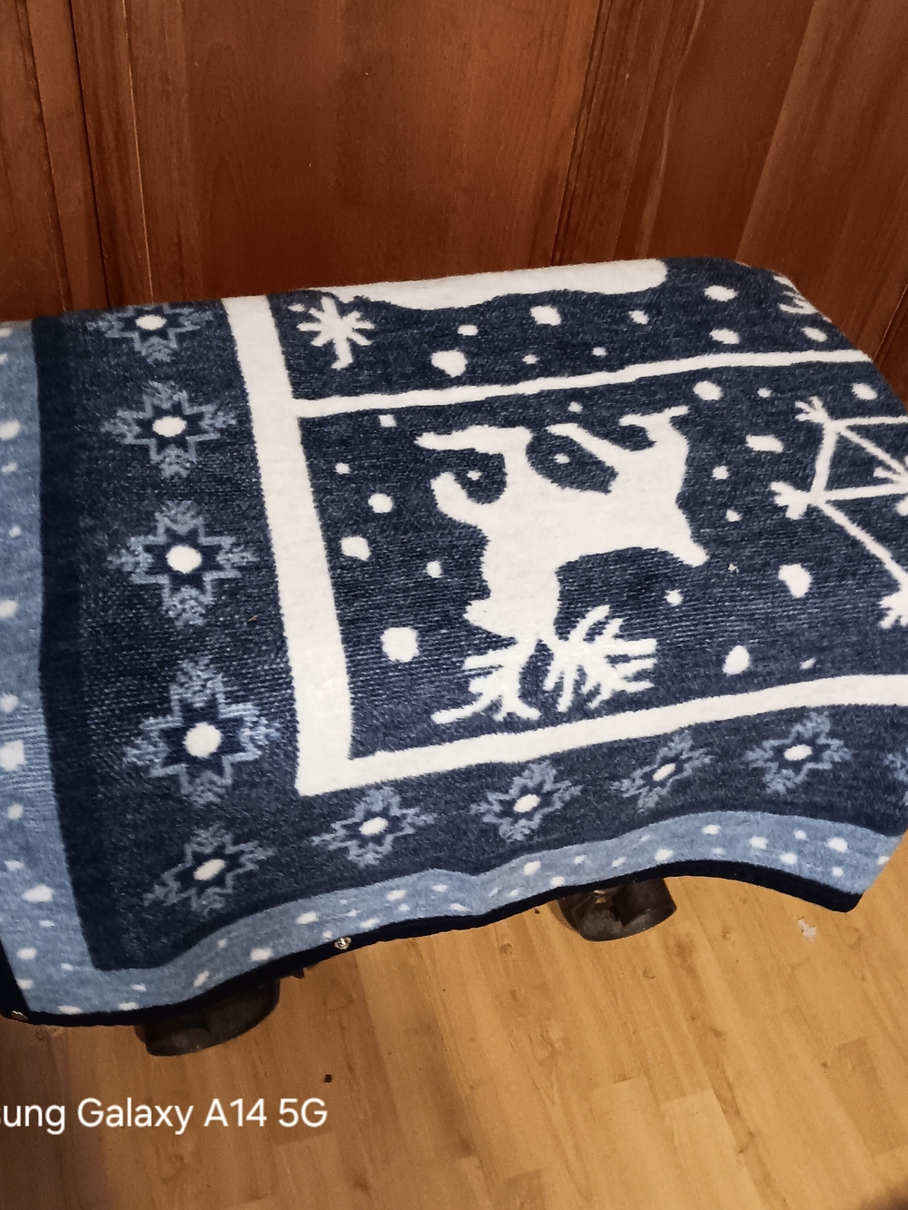 Navy & White Reindeer Snowflake Holiday Throw Blanket